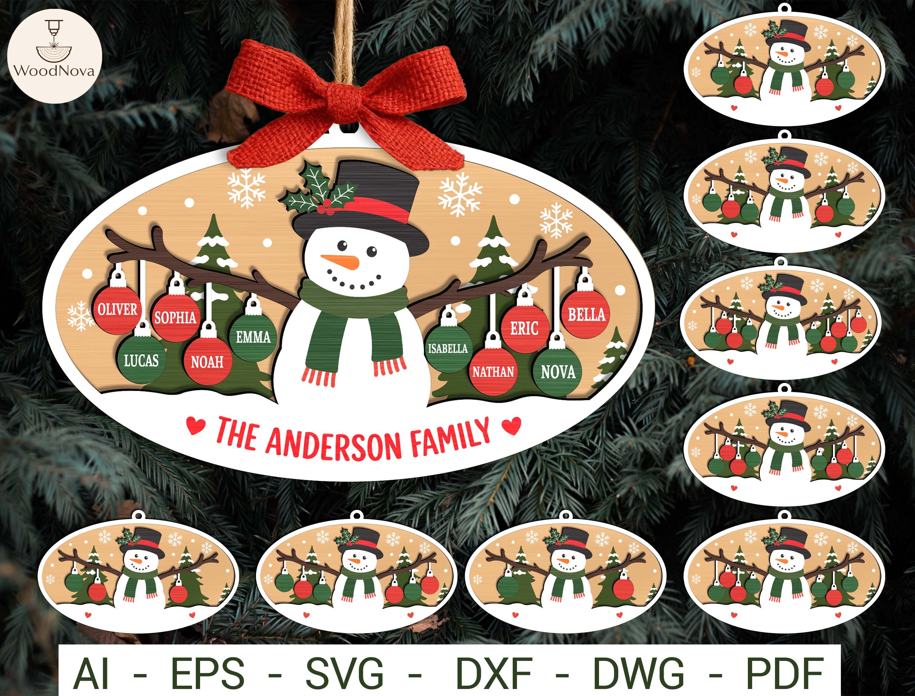 Personalized Family Xmas Ornament Svg