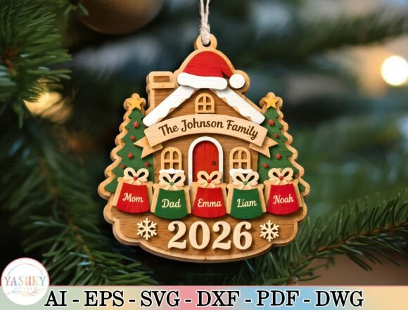 Personalized Xmas Family Ornament SVG