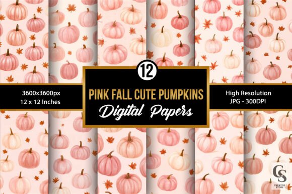 Pink Fall Cute Pumpkins Seamless Pattern