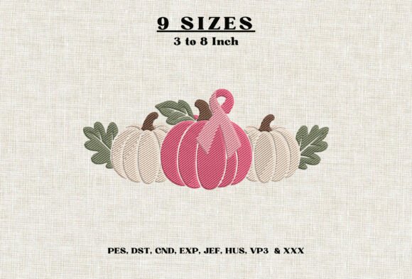 Pink Ribbon Pumpkin Embroidery Design