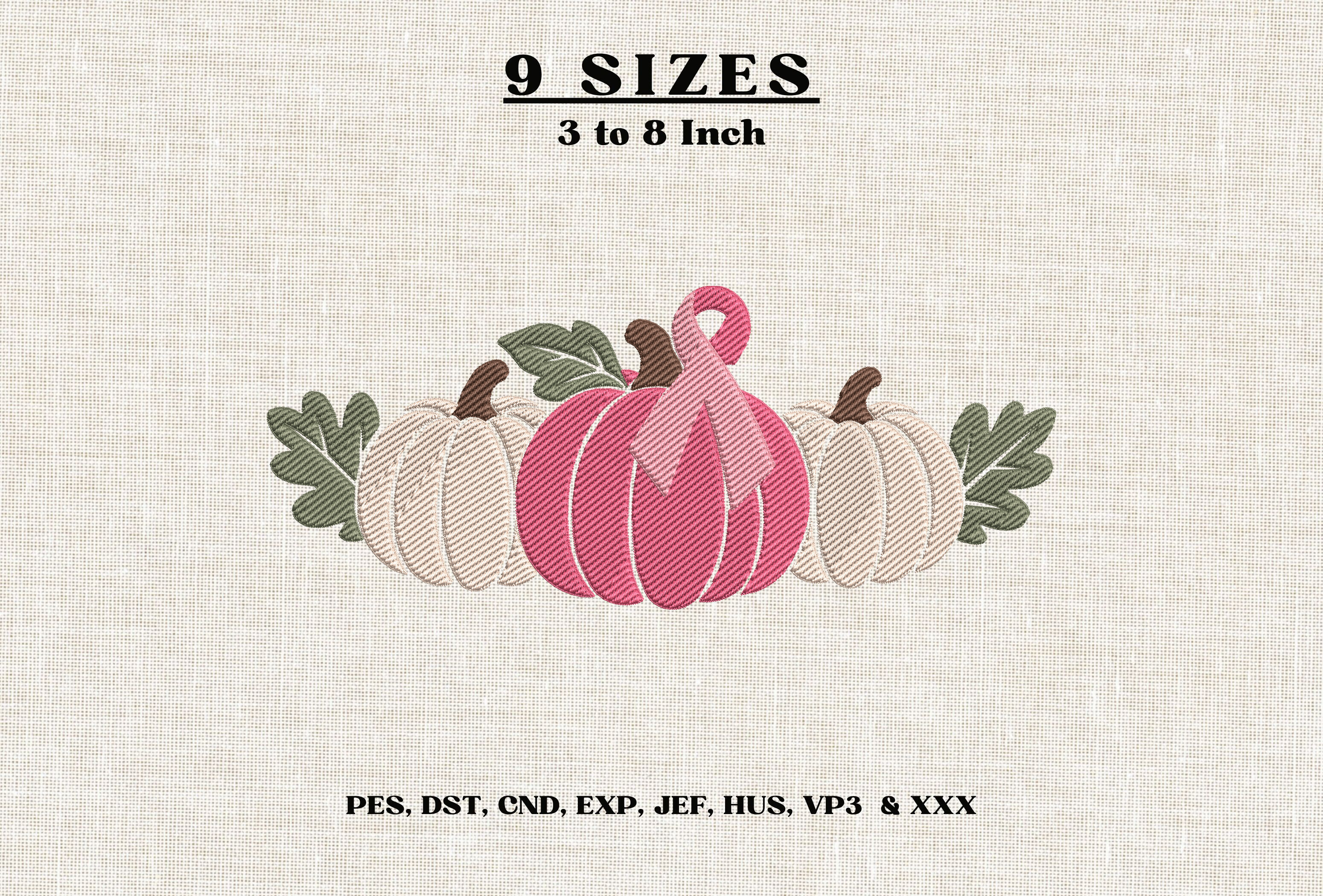 Pink Ribbon Pumpkin Embroidery Design