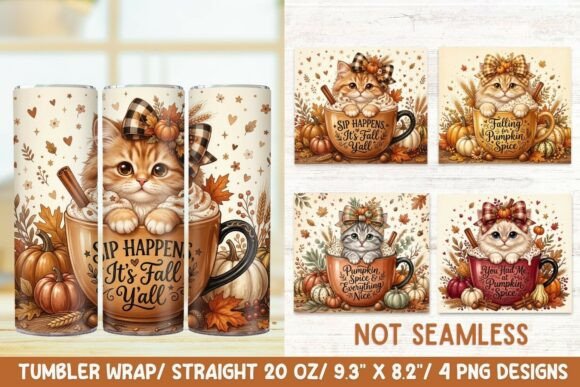 Pumpkin Spice Cat 20 OZ Skinny Tumbler.