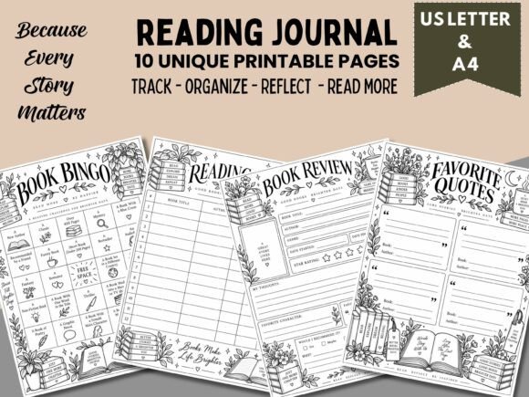 Reading Journal Printable, Book Tracker