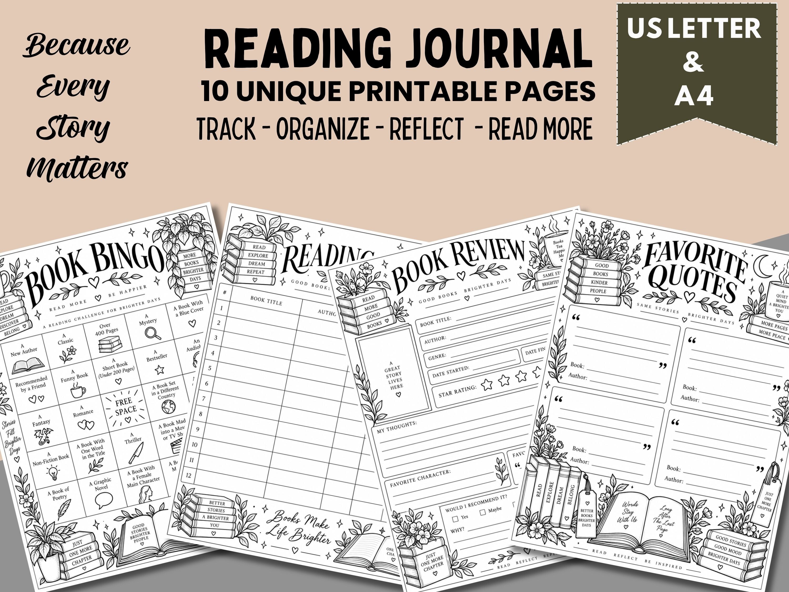 Reading Journal Printable, Book Tracker