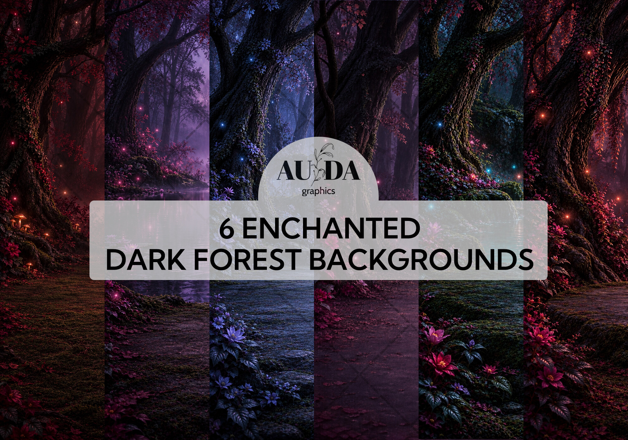 Six Enchanted Dark Forest Backgrounds