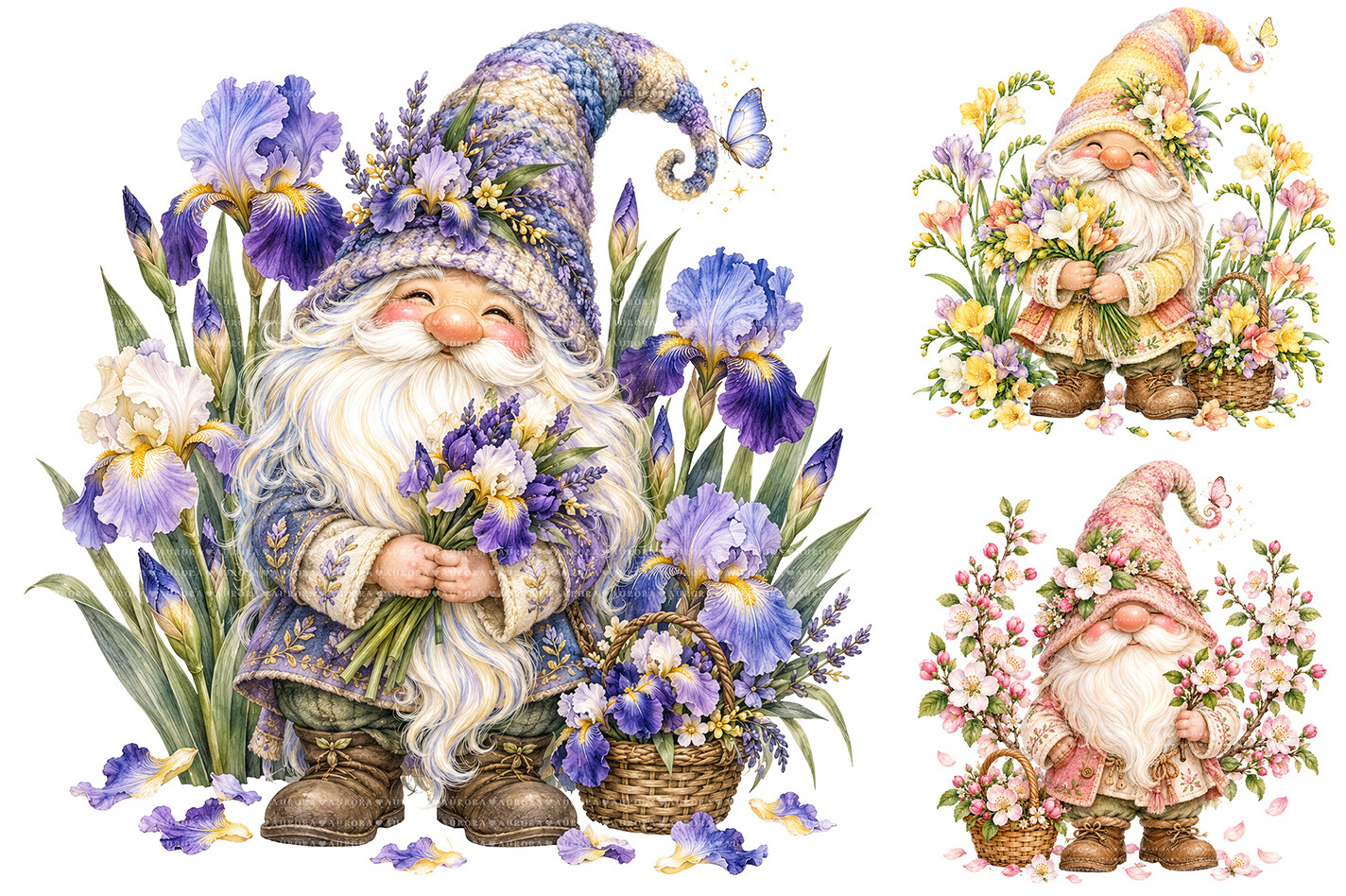 Spring Floral Gnome PNG Bundle