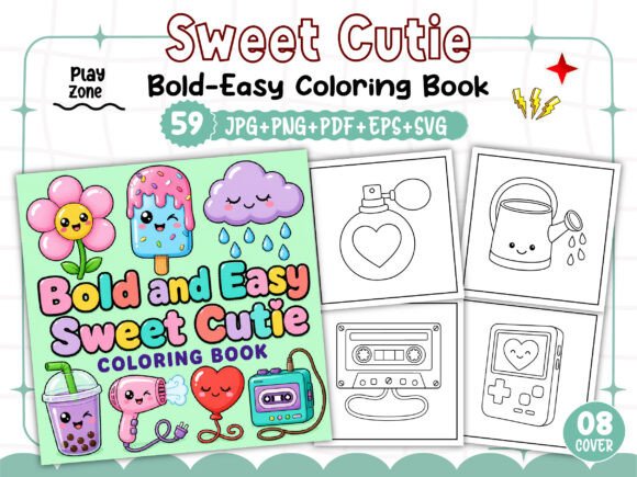 Sweet Cutie Coloring Book Bold and Easy