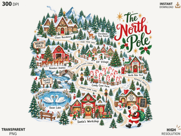 To the North Pole Christmas PNG, North P