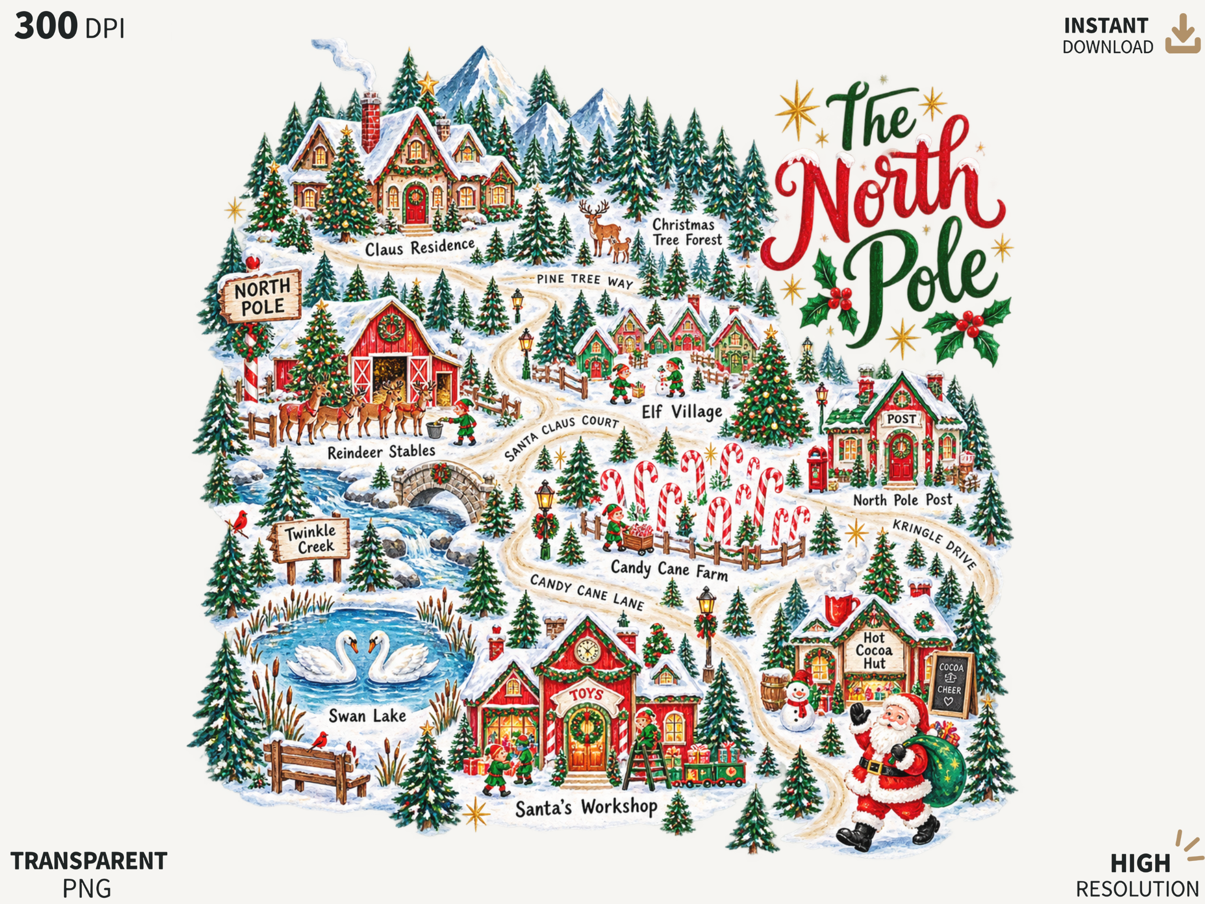 To the North Pole Christmas PNG, North P