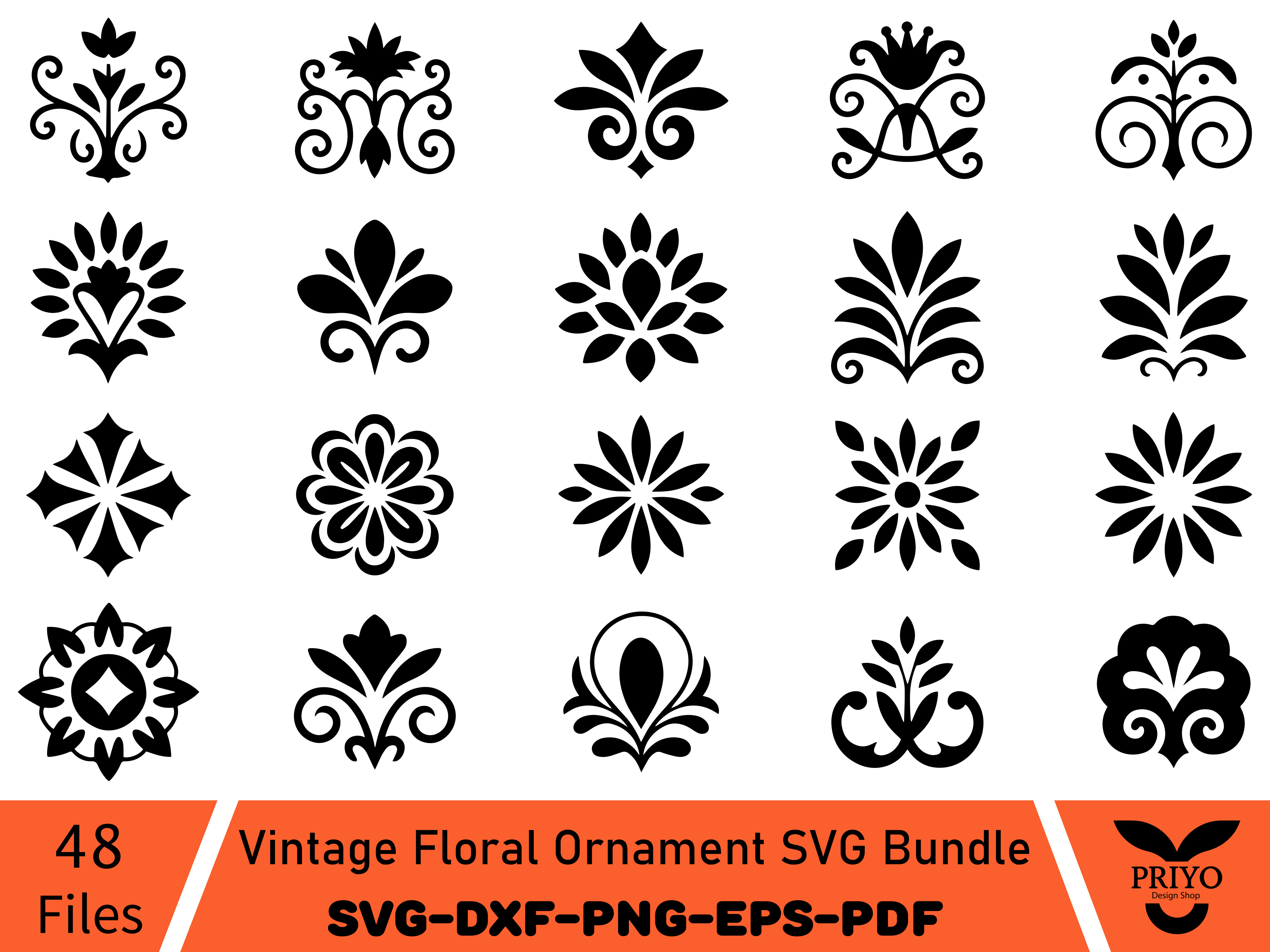 Vintage Floral Ornament SVG Bundle