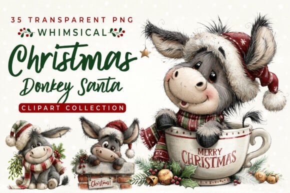 Whimsical Christmas Donkey Santa Hat