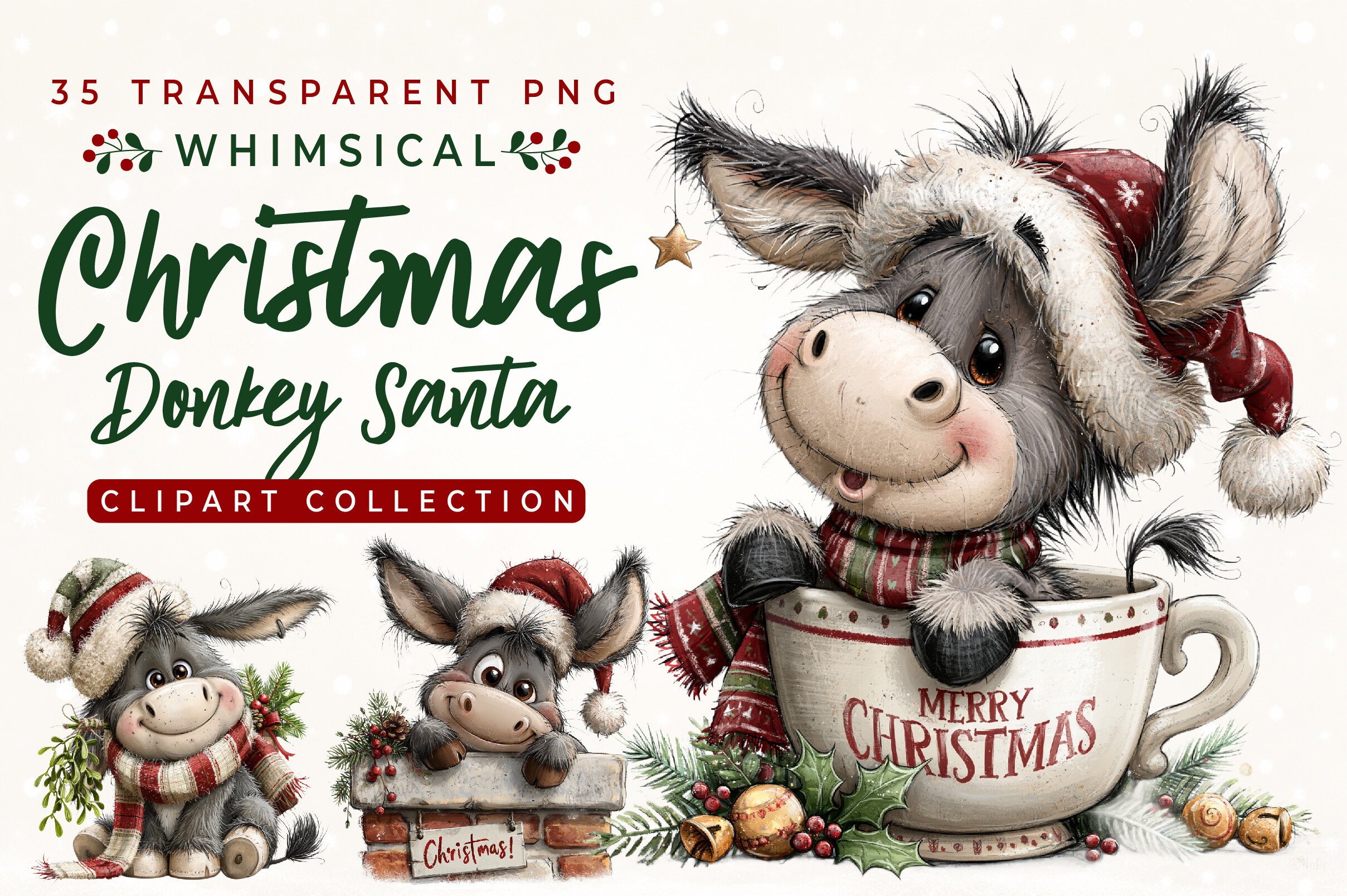 Whimsical Christmas Donkey Santa Hat