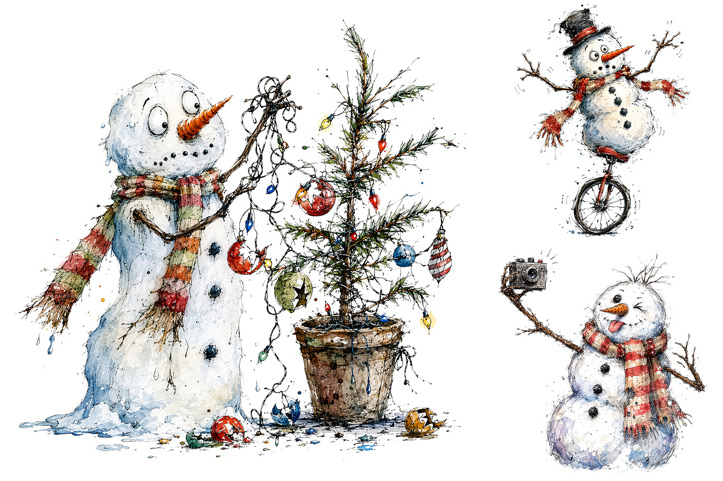 Whimsical Watercolor Christmas Clipart