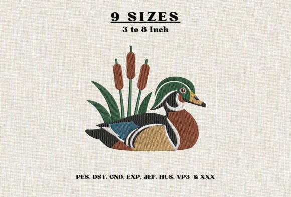 Wood Duck Embroidery Design DST PES File