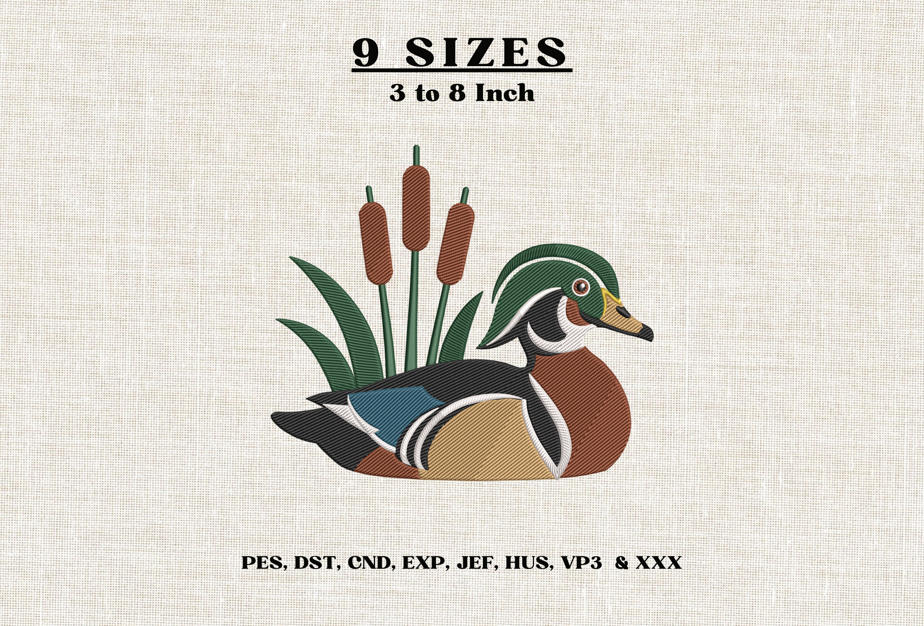 Wood Duck Embroidery Design DST PES File
