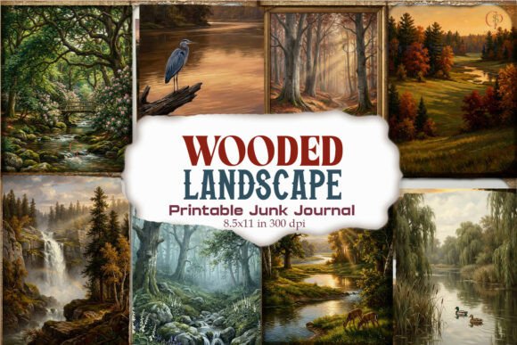 Wooded Landscape Junk Journal Paper