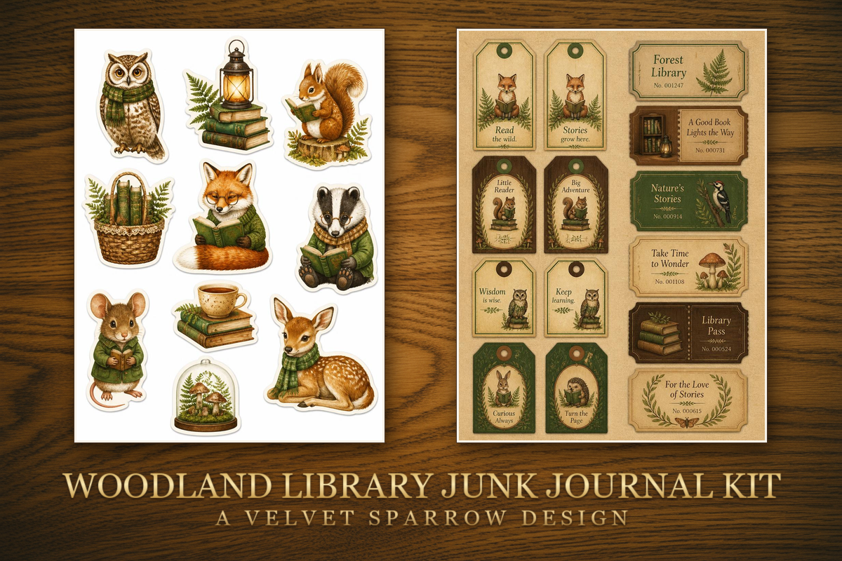 Woodland Library Junk Journal Kit