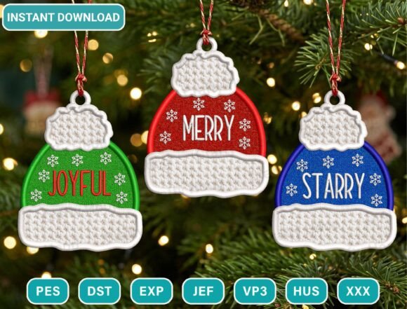 Xmas Winter Hat Embroidery Design Bundle