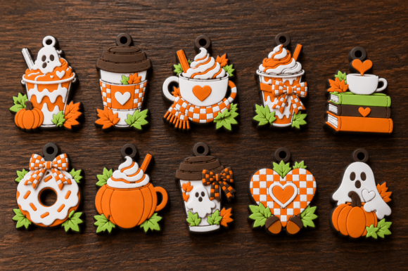 10 Fall Autumn Treats Charms 3MF File – Multicolour 3D Print Charms - Image 2