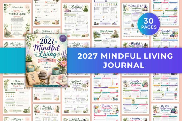 2027 Mindful Living Journal KDP Template