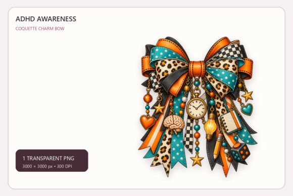 ADHD Awareness Bow Charm