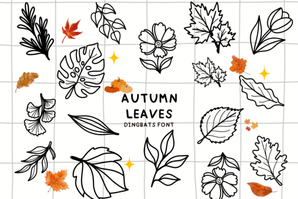 Autumn Leaves Dingbats Font By Bee piyanuch