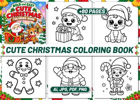 BOLD EASY CUTE CHRISTMAS COLORING BOOK