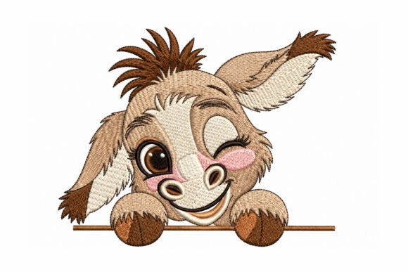 Baby Donkey Peeking Embroidery Design
