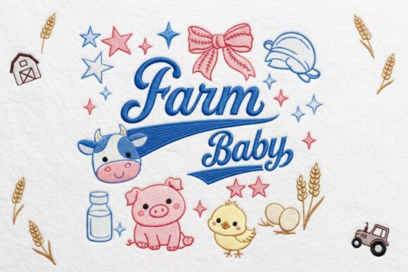 Baby Farm Animals Machine Embroidery
