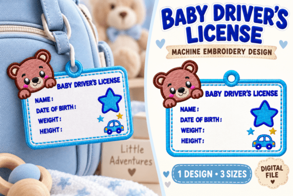 Bear Baby Driver License Embroidery