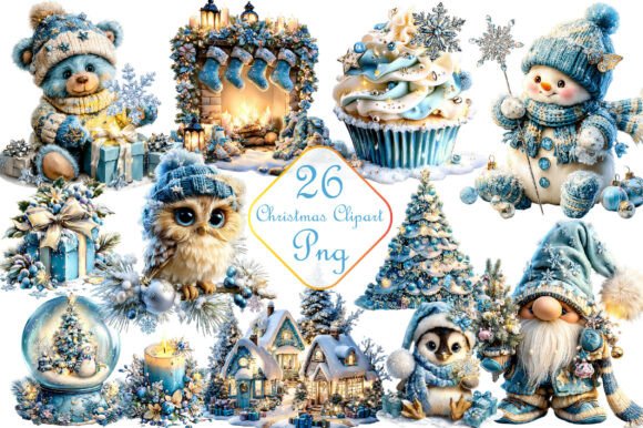 Blue Christmas Clipart Bundle