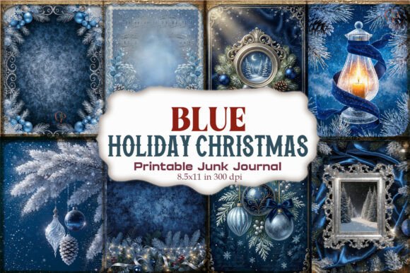 Blue Holiday Christmas Silver Journal
