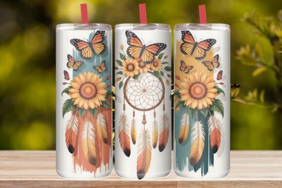 Boho Butterfly Dreamcatcher Tumbler Wrap
