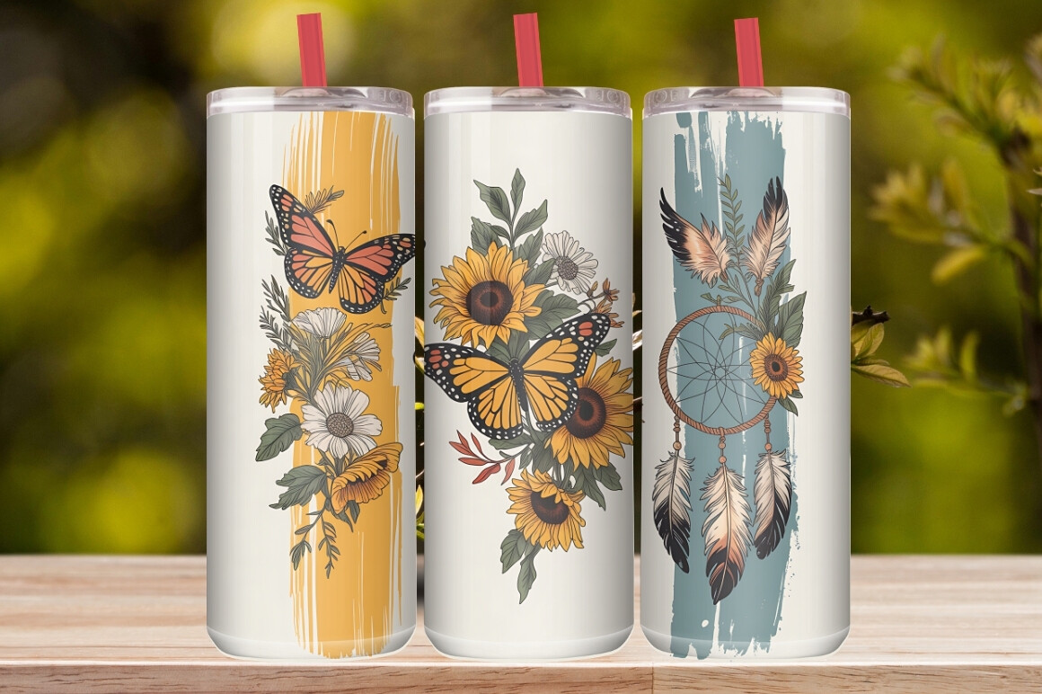 Boho Butterfly Dreamcatcher Tumbler Wrap