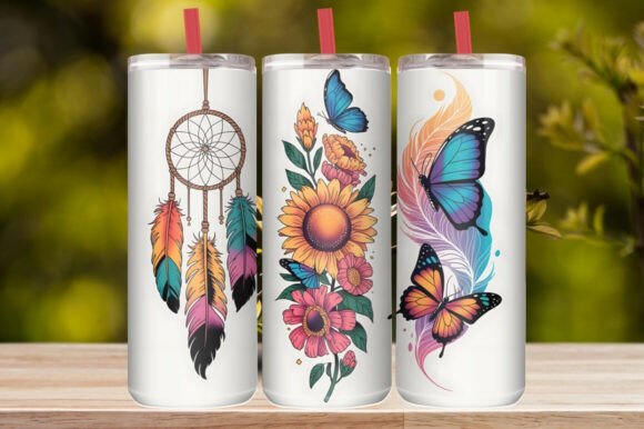 Boho Butterfly Dreamcatcher Tumbler Wrap