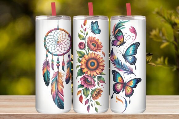 Boho Butterfly Dreamcatcher Tumbler Wrap