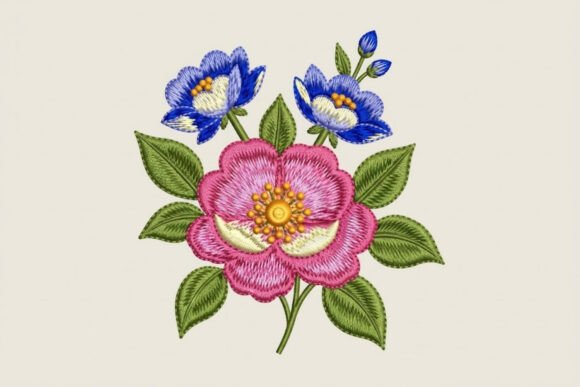 Botanical Flowers Embroidery Design