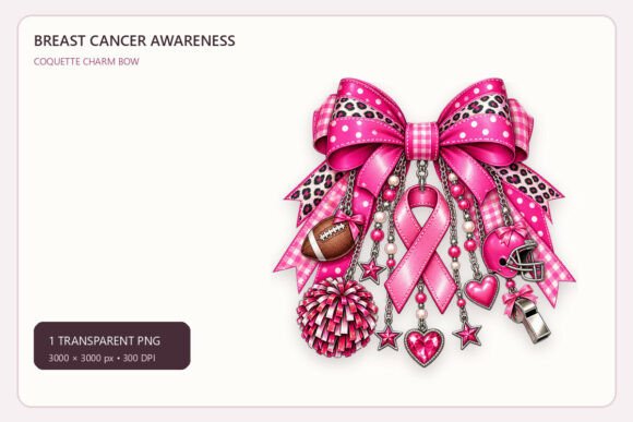 Breast Cancer Football Charm Bow