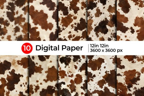Brown Cowhide Digital Paper Set