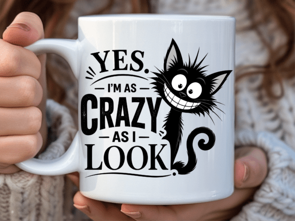 Cheshire Crazy Black Cat Funny Mug Wrap