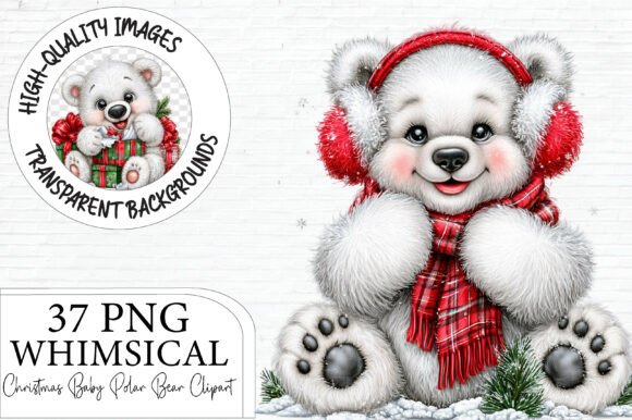 Christmas Baby Polar Bear Clipart Bundle