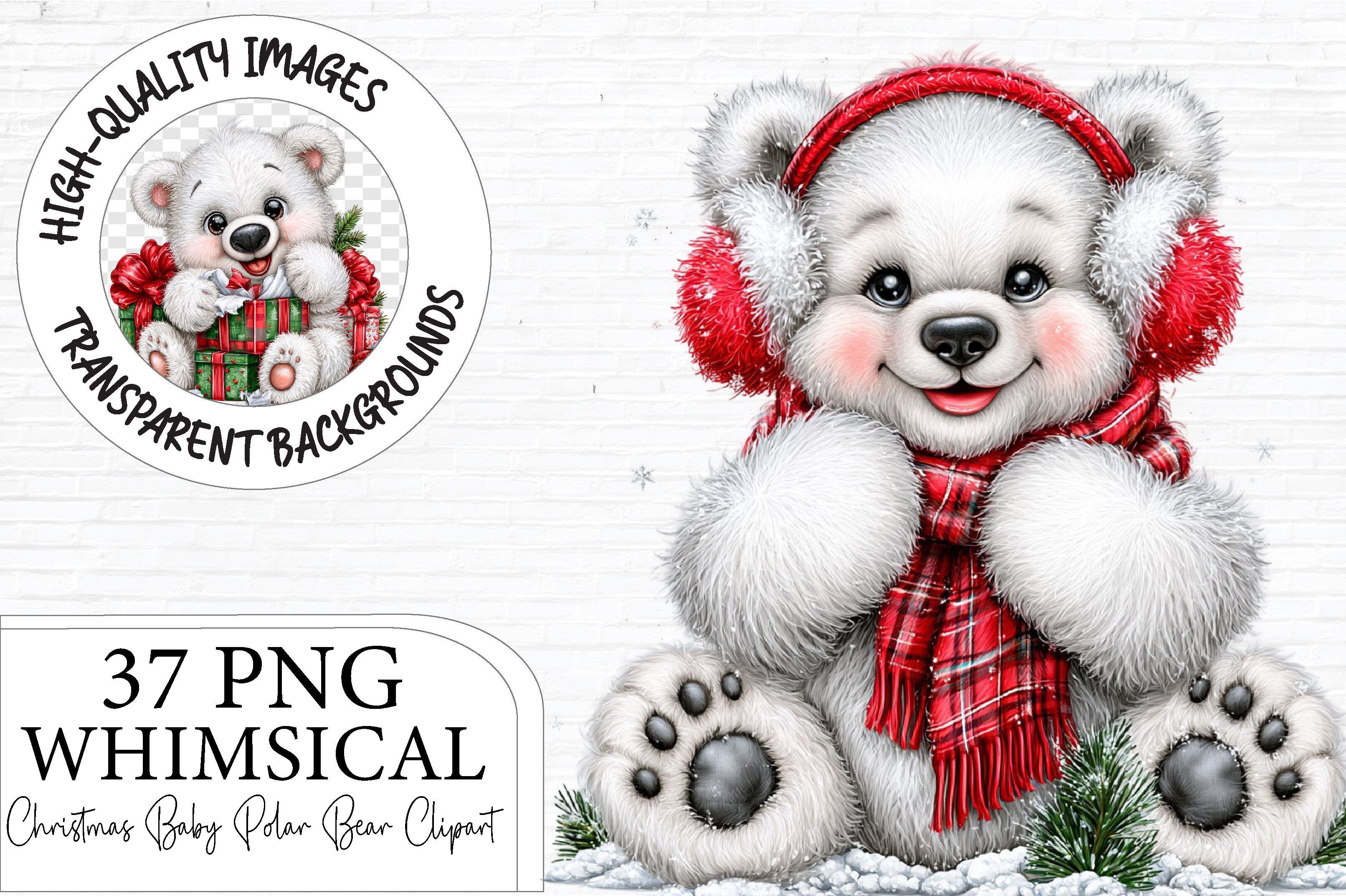 Christmas Baby Polar Bear Clipart Bundle