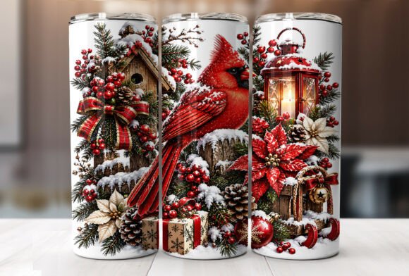 Christmas Cardinal Red Bird Tumbler Wrap