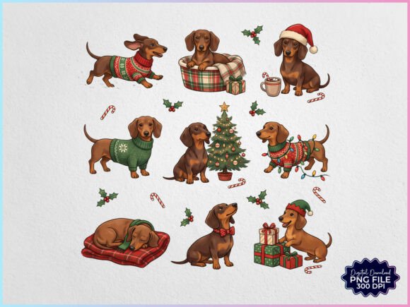 Christmas Dachshund Dog PNG