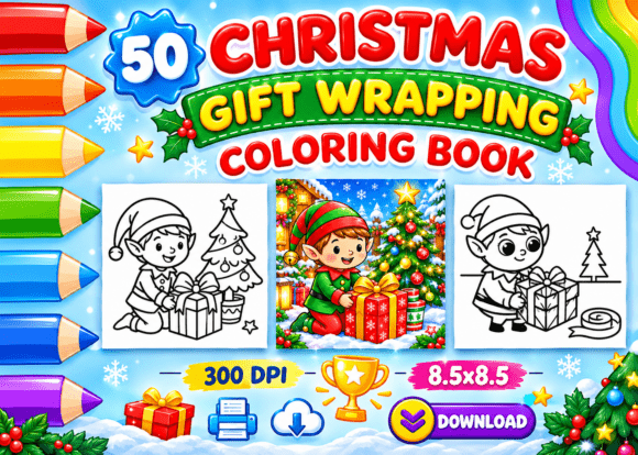 Christmas Gift Wrapping Coloring Book