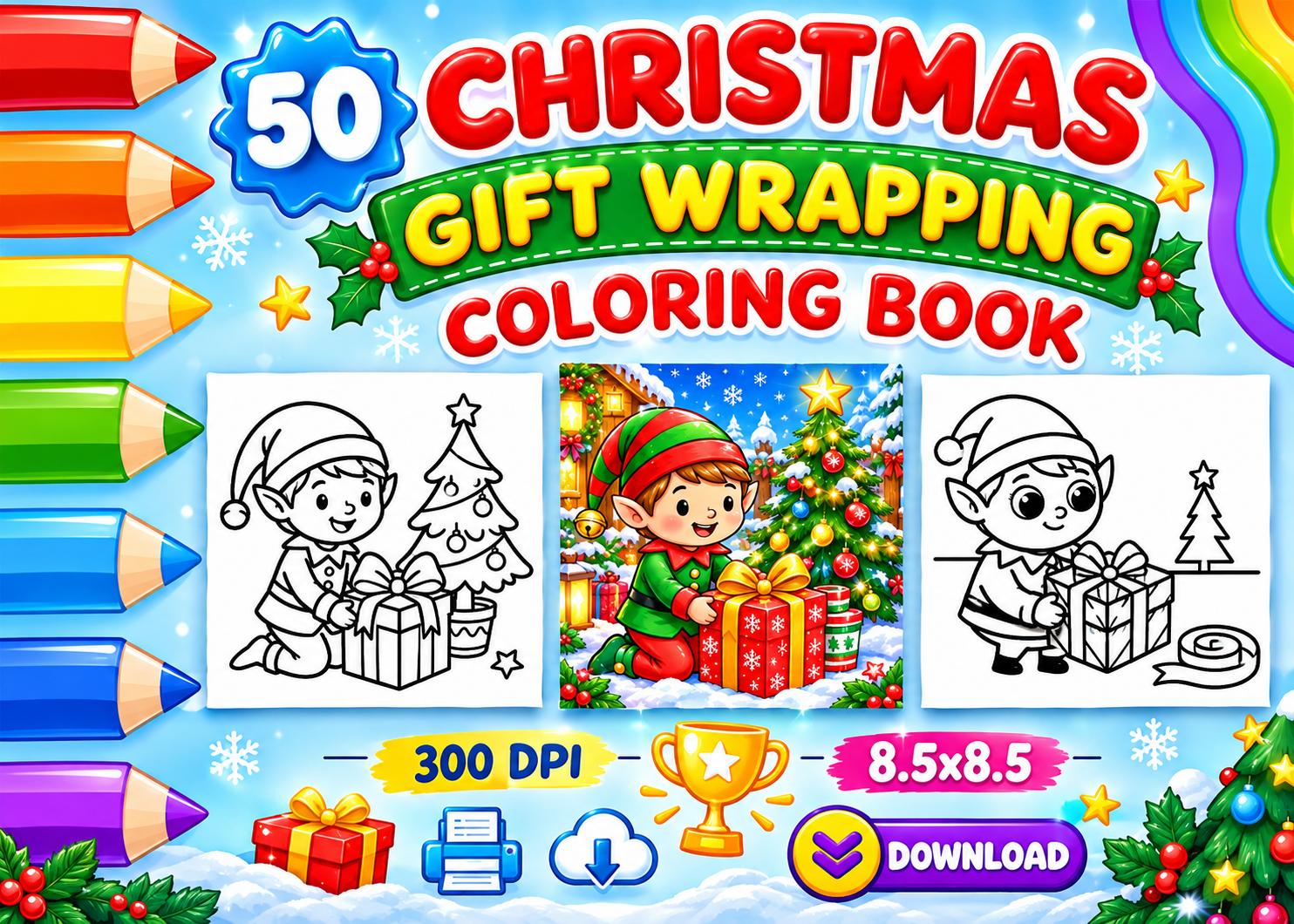 Christmas Gift Wrapping Coloring Book