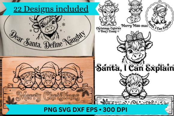 Christmas Highland Cow SVG Bundle