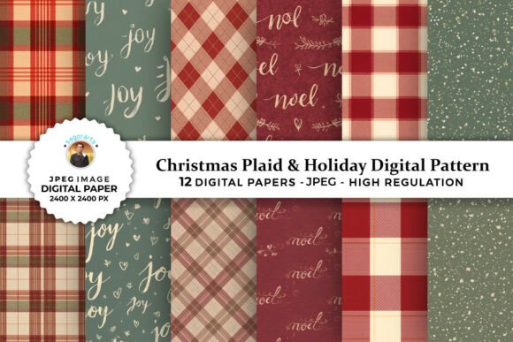 Christmas Plaid & Holiday Digital Papers