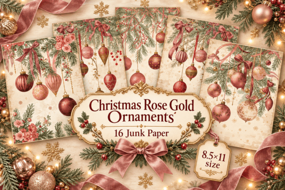 Christmas Rose Gold Ornaments