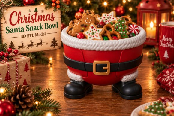 Christmas Santa Snack Bowl 3D STL - Festive Holiday 3D Print File - Image 1